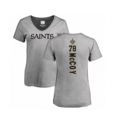 Football Women's New Orleans Saints #78 Erik McCoy Ash Backer V-Neck T-Shirt