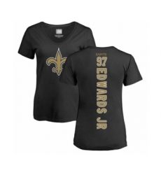 Football Women's New Orleans Saints #97 Mario Edwards Jr Black Backer Slim Fit T-Shirt