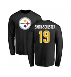 Football Pittsburgh Steelers #19 JuJu Smith-Schuster Black Name & Number Logo Long Sleeve T-Shirt