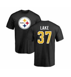 Football Pittsburgh Steelers #37 Carnell Lake Black Name & Number Logo T-Shirt