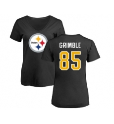 Football Women's Pittsburgh Steelers #85 Xavier Grimble Black Name & Number Logo Slim Fit T-Shirt