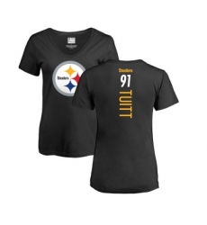Football Women's Pittsburgh Steelers #91 Stephon Tuitt Black Backer Slim Fit T-Shirt