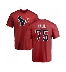Football Houston Texans #75 Matt Kalil Red Name & Number Logo T-Shirt
