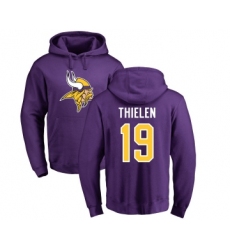Football Minnesota Vikings #19 Adam Thielen Purple Name & Number Logo Pullover Hoodie