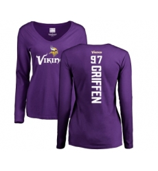 Football Women's Minnesota Vikings #97 Everson Griffen Purple Backer Slim Fit Long Sleeve T-Shirt