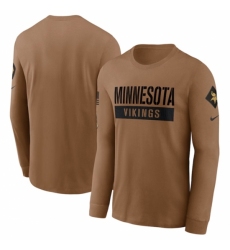 Men's Minnesota Vikings 2023 Brown Salute To Service Long Sleeve T Shirt