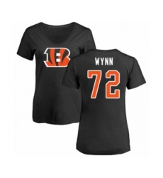 Football Women's Cincinnati Bengals #72 Kerry Wynn Black Name & Number Logo T-Shirt