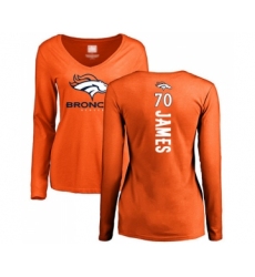 Football Women's Denver Broncos #70 Ja'Wuan James Orange Backer Long Sleeve T-Shirt