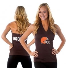 All Sport Couture Cleveland Browns Women's Blown Cover Halter Top - Brown