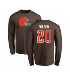 Football Cleveland Browns #20 Howard Wilson Brown Name & Number Logo Long Sleeve T-Shirt