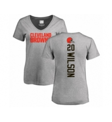 Football Women's Cleveland Browns #20 Howard Wilson Ash Backer V-Neck T-Shirt