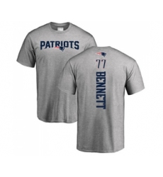 Football New England Patriots #77 Michael Bennett Ash Backer T-Shirt