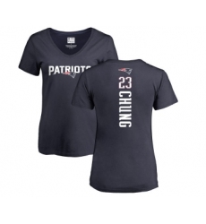 Football Women's New England Patriots #23 Patrick Chung Navy Blue Backer T-Shirt