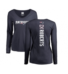 Football Women's New England Patriots #52 Elandon Roberts Navy Blue Backer Slim Fit Long Sleeve T-Shirt