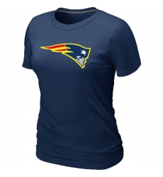 New England Patriots Women's Neon Logo Charcoal NFL T-Shirt - Dark Blue