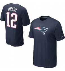 Nike New England Patriots #12 Tom Brady Name & Number NFL T-Shirt - Navy Blue