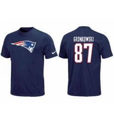 Nike New England Patriots #87 Rob Gronkowski Name & Number NFL T-Shirt - Navy Blue