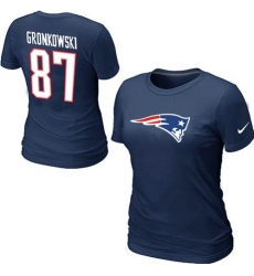 Nike New England Patriots #87 Rob Gronkowski Name & Number Women's NFL T-Shirt - Navy Blue