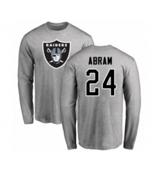 Football Oakland Raiders #24 Johnathan Abram Ash Name & Number Logo Long Sleeve T-Shirt