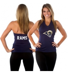 All Sport Couture Los Angeles Rams Women's Blown Cover Halter Top - Navy Blue