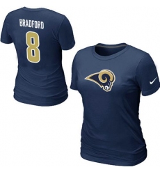 Nike Los Angeles Rams #8 Sam Bradford Name & Number Women's NFL T-Shirt - Navy Blue