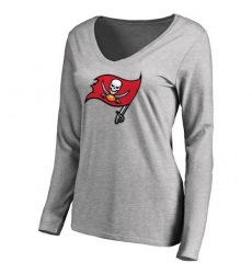 NFL Women's Tampa Bay Buccaneers Ash Primary Team Logo Slim Fit Long Sleeve T-Shirt