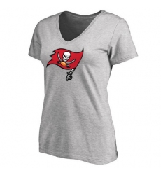 NFL Women's Tampa Bay Buccaneers Ash Primary Team Logo Slim Fit T-Shirt