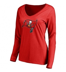 NFL Women's Tampa Bay Buccaneers Pro Line Red Primary Team Logo Slim Fit Long Sleeve T-Shirt