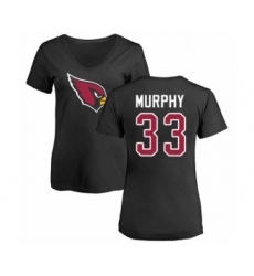 Football Women's Arizona Cardinals #33 Byron Murphy Black Name & Number Logo T-Shirt