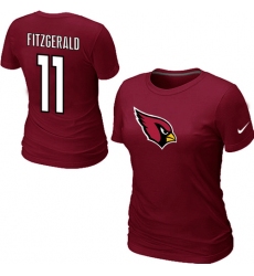 Nike Arizona Cardinals #11 Larry Fitzgerald Name & Number Women's NFL T-Shirt - Red