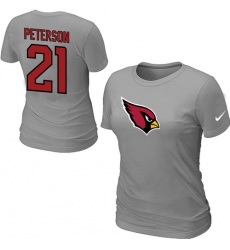 Nike Arizona Cardinals #21 Patrick Peterson Name & Number Women's NFL T-Shirt Grey