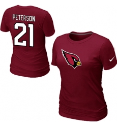 Nike Arizona Cardinals #21 Patrick Peterson Name & Number Women's NFL T-Shirt Red