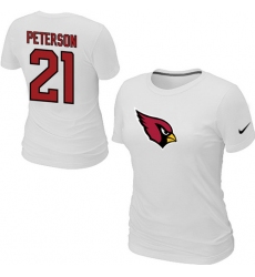 Nike Arizona Cardinals #21 Patrick Peterson Name & Number Women's NFL T-Shirt White