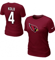 Nike Arizona Cardinals #4 Kevin Kolb Name & Number Women's NFL T-Shirt Red