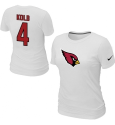 Nike Arizona Cardinals #4 Kevin Kolb Name & Number Women's NFL T-Shirt White