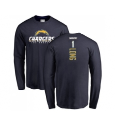 Football Los Angeles Chargers #1 Ty Long Navy Blue Backer Long Sleeve T-Shirt