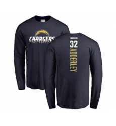 Football Los Angeles Chargers #32 Nasir Adderley Navy Blue Backer Long Sleeve T-Shirt