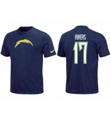 Nike Los Angeles Chargers #17 Philip Rivers Name & Number NFL T-Shirt - Dark Blue