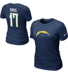 Nike Los Angeles Chargers #17 Philip Rivers Name & Number Women's NFL T-Shirt - Dark Blue