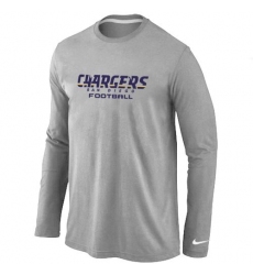 Nike Los Angeles Chargers Authentic Font Long Sleeve NFL T-Shirt - Grey