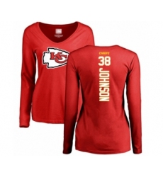 Football Women's Kansas City Chiefs #38 Dontae Johnson Red Backer Slim Fit Long Sleeve T-Shirt