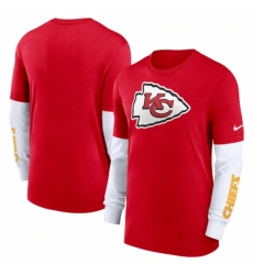 Men's Kansas City Chiefs Heather Red Slub Fashion Long Sleeve T Shirt