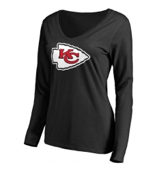 NFL Women's Kansas City Chiefs Black Primary Team Logo Slim Fit Long Sleeve T-Shirt