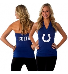 All Sport Couture Indianapolis Colts Women's Blown Cover Halter Top - Royal Blue