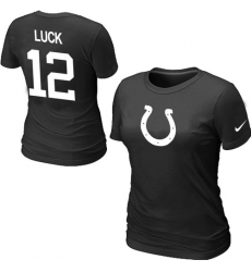 Nike Indianapolis Colts #12 Andrew Luck Name & Number Women's NFL T-Shirt - Black