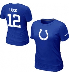 Nike Indianapolis Colts #12 Andrew Luck Name & Number Women's NFL T-Shirt - Blue