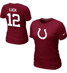 Nike Indianapolis Colts #12 Andrew Luck Name & Number Women's NFL T-Shirt - Red