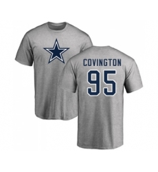 Football Dallas Cowboys #95 Christian Covington Ash Name & Number Logo T-Shirt