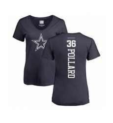 Football Women's Dallas Cowboys #36 Tony Pollard Navy Blue Backer T-Shirt
