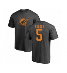 Football Miami Dolphins #5 Jake Rudock Ash One Color T-Shirt